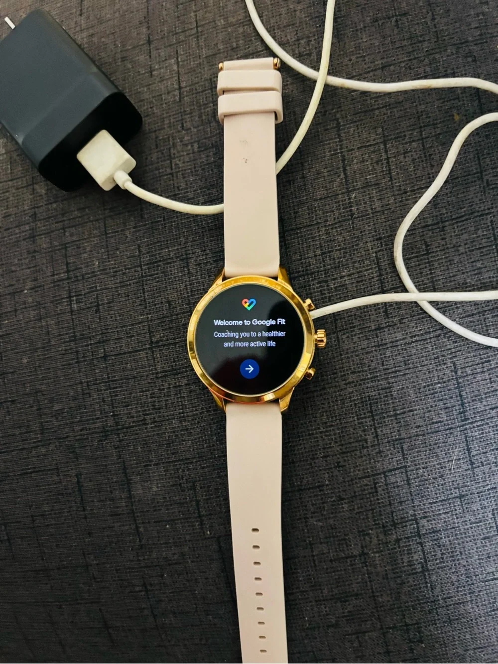 Michael Kors Gold-Tone Smartwatch with Pink Strap